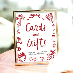 Modern Hand Drawn Italian Pizza Cards and Gifts Poster