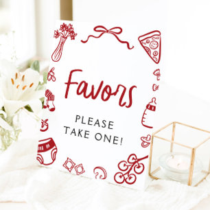 Modern Hand Drawn Italian Pizza Favors Sign