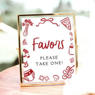 Modern Hand Drawn Italian Pizza Favors Sign