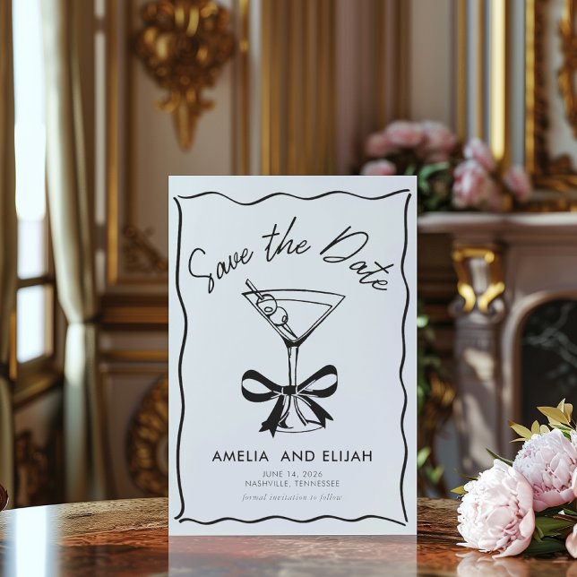 Modern Hand-Drawn Martini Save the Date (Creator Uploaded)