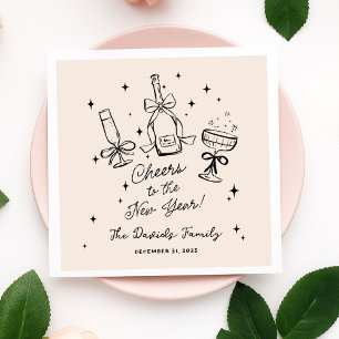 Modern Hand Drawn New Year's Eve Party Napkin