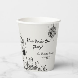 Modern Hand Drawn New Year's Eve Party Paper Cups