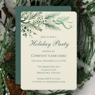 Modern Hand Drawn Pine Corporate Holiday Party Invitation