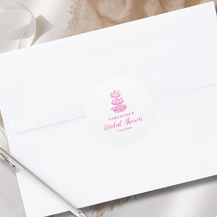 Modern Hand Drawn Pink Bridal Shower Classic Round Sticker