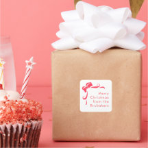 Modern Hand Drawn Red Bow Personalized Christmas