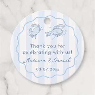 Modern Hand-Drawn Seafood Boil Wedding Shower Favour Tags