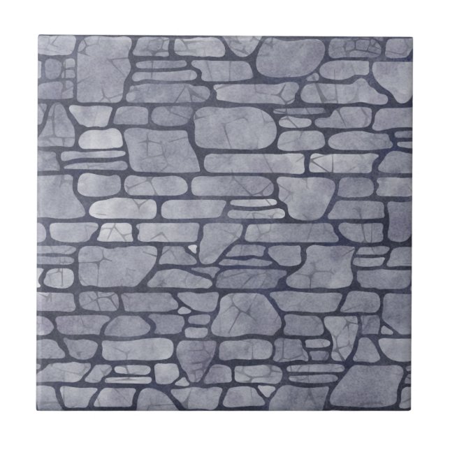 Modern hand drawn stones Grey and black Bathroom Ceramic Tile (Front)