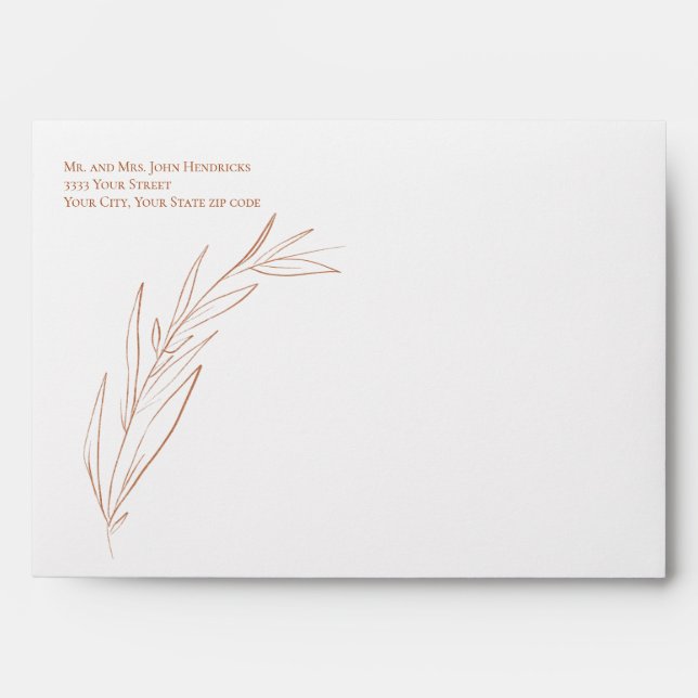Modern Hand Drawn Terra Cotta Wedding Envelope (Front)
