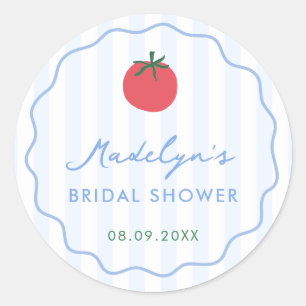 Modern Hand-Drawn Tomato Bridal Shower Favor Classic Round Sticker