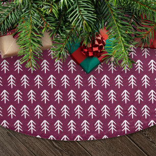 Modern Hand-Drawn Trees Purple Brushed Polyester Tree Skirt