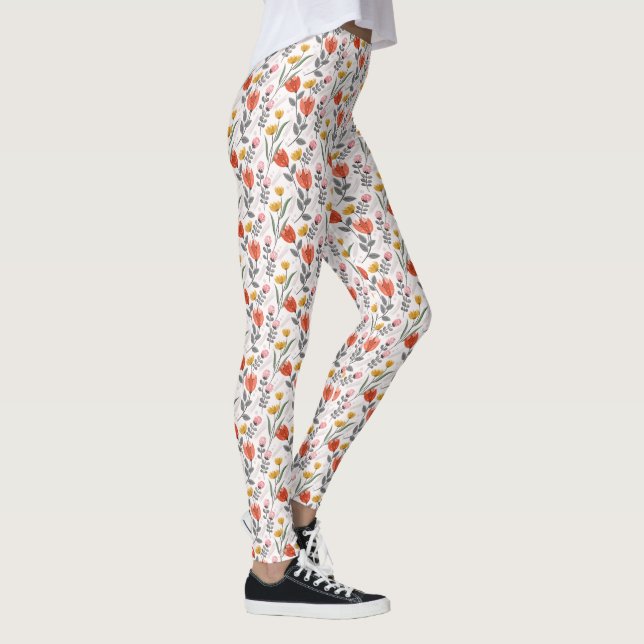 Modern Hand Drawn - Tulips Leggings (Right)