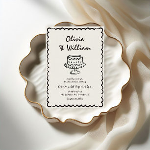 Modern Hand Drawn Unique Retro Wedding Invitation