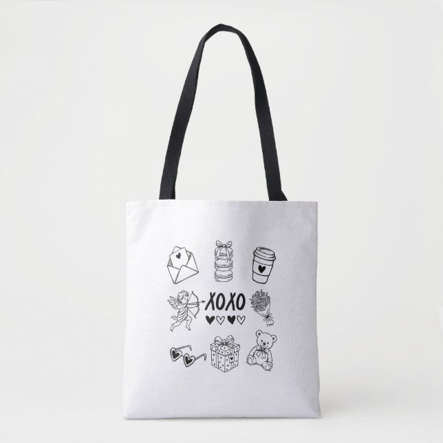 Modern Hand-Drawn Valentine Icons  Tote Bag (Front)
