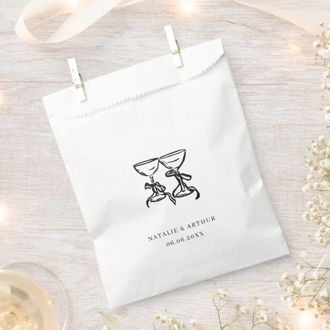 Modern Hand Drawn Wedding Favour Bag (Clipped)