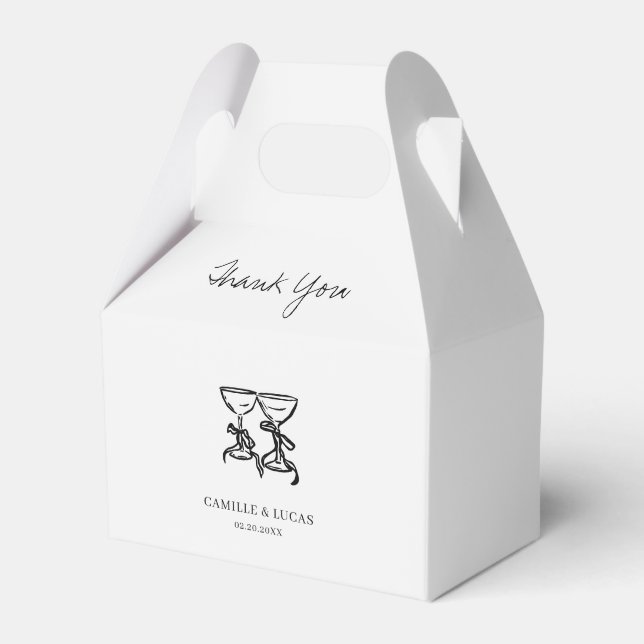 Modern Hand Drawn Wedding Favour Box (Front Side)