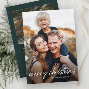 Modern Hand Lettered 2 Photo Christmas Holiday Card