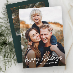 Modern Hand Lettered 2 Photo Holiday Card