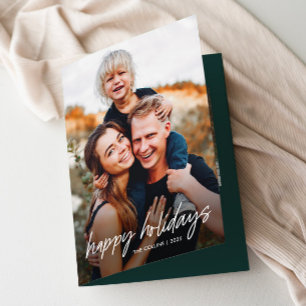 Modern Hand Lettered 2 Photo Holiday Card