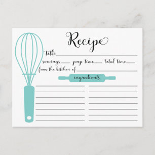 Modern Hand Lettered Blue Whisk Recipe Card