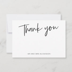 Modern Hand Lettered Blush Thank you Card