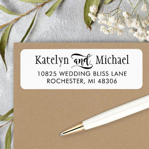 Modern Hand Lettered Couple Wedding Address Return Address Label