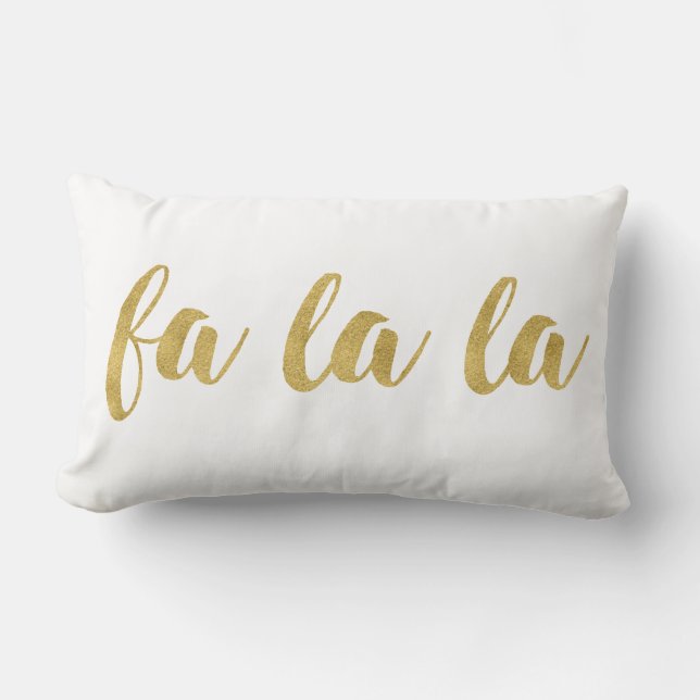 Modern Hand Lettered  Fa La La Christmas Holiday Lumbar Cushion (Front)