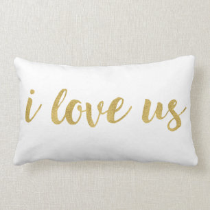 Modern Hand Lettered Gold I Love Us Decorative Lumbar Cushion