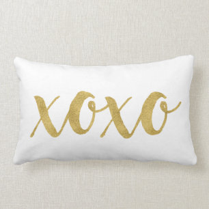 Modern Hand Lettered Gold XOXO Decorative Lumbar Cushion