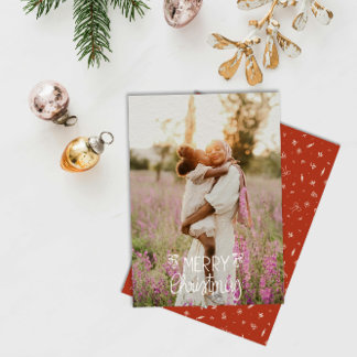 Modern Hand Lettered Merry Christmas Photo Holiday Card