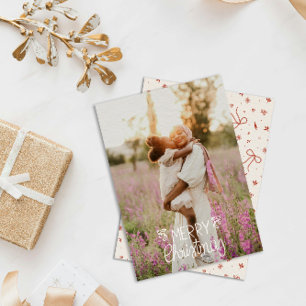 Modern Hand Lettered Merry Christmas Photo Holiday Card