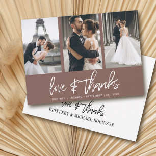 Modern Hand-Lettered Photo Collage Mauve Thank You Card