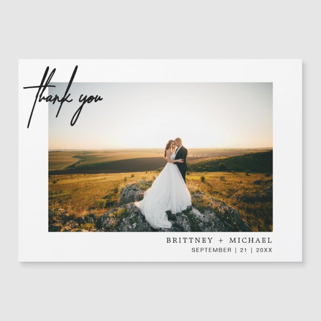 Modern Hand-Lettered Photo Thank You White (Front)