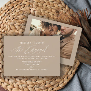 Modern Hand Lettered Photo Wedding Engagement    Invitation