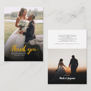 Modern Hand-Lettered Photo Wedding Thank You Card