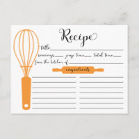 Modern Hand Lettered Tangerine Whisk Recipe Card
