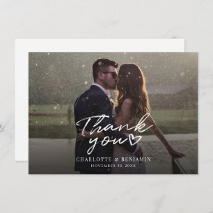 Modern Hand-Lettered Wedding Day Photo Thank You Card