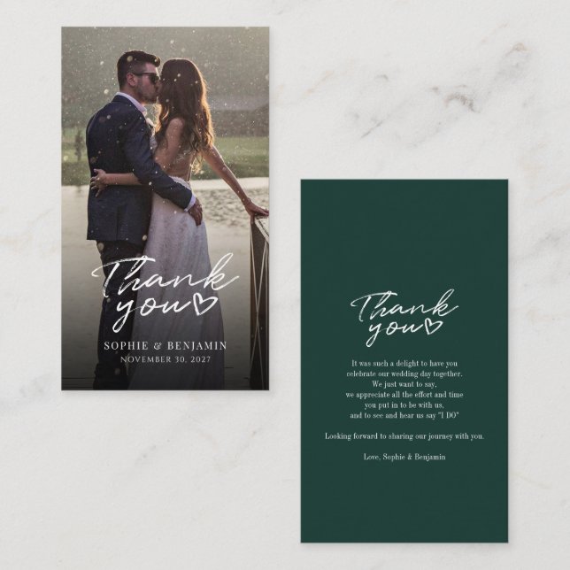 Modern Hand-Lettered Wedding Day Photo Thank You Card (Front/Back)
