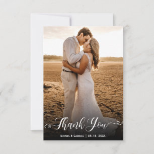 Modern Hand Lettered Wedding Photo Thank You Card