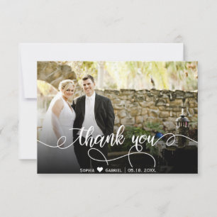 Modern Hand Lettered Wedding Photo Thank You Card