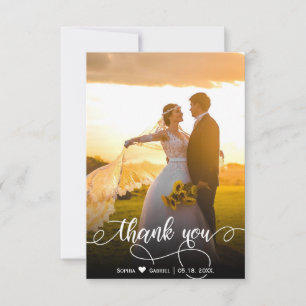 Modern Hand Lettered Wedding Photo Thank You Card