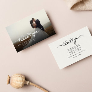 Modern Hand-Lettered Wedding Photo Thank You Card