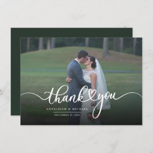 Modern Hand-Lettered Wedding Photo Thank You Card