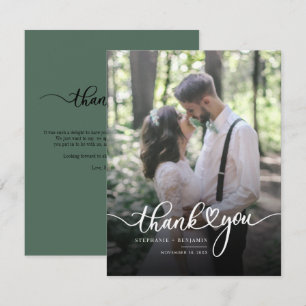 Modern Hand-Lettered Wedding Photo Thank You Card