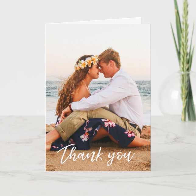 Modern hand lettered Wedding Thank you card (Front)