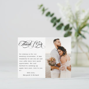 Modern Hand Lettering Photo Wedding Thank You Postcard