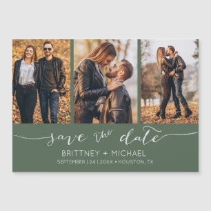Modern Hand Lettering Save the Date Dark Sage