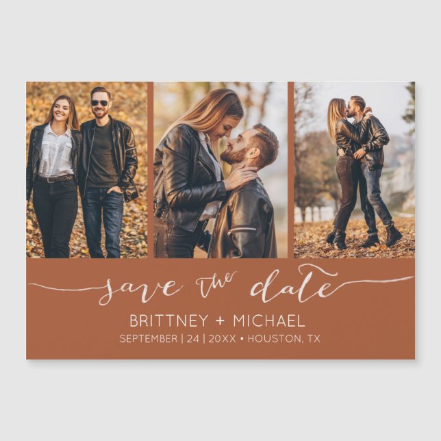 Modern Hand Lettering Save the Date Terracotta (Front)