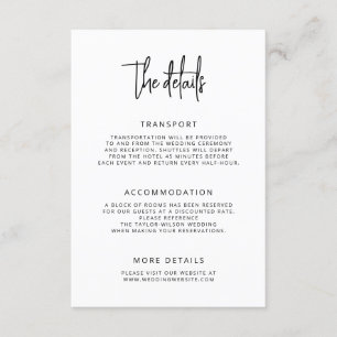 Modern Hand Lettering Script Wedding Details Enclosure Card