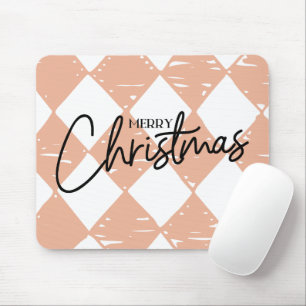 Modern hand painted diamond pattern Pink White Mouse Pad