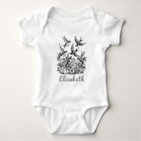Modern hand painted wild flower Birds field Custom